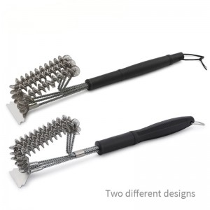 Strong Handle 2 In 1 Stainless Steel Bristle Bbq Cleaning Brush Grill Cleaner